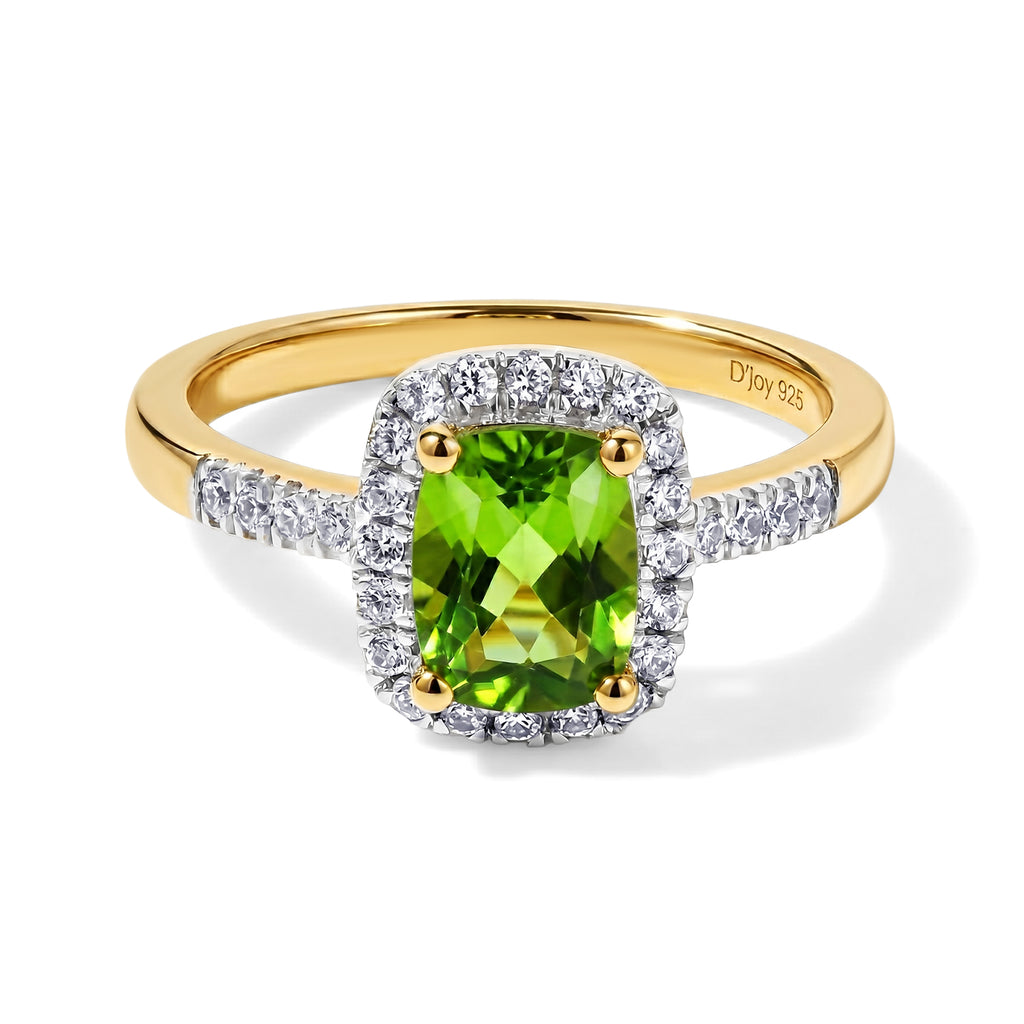 D'Joy - Peridot & White Zircon Ring in Yellow Gold Plated Sterling Silver 1.90 Ct._8662643