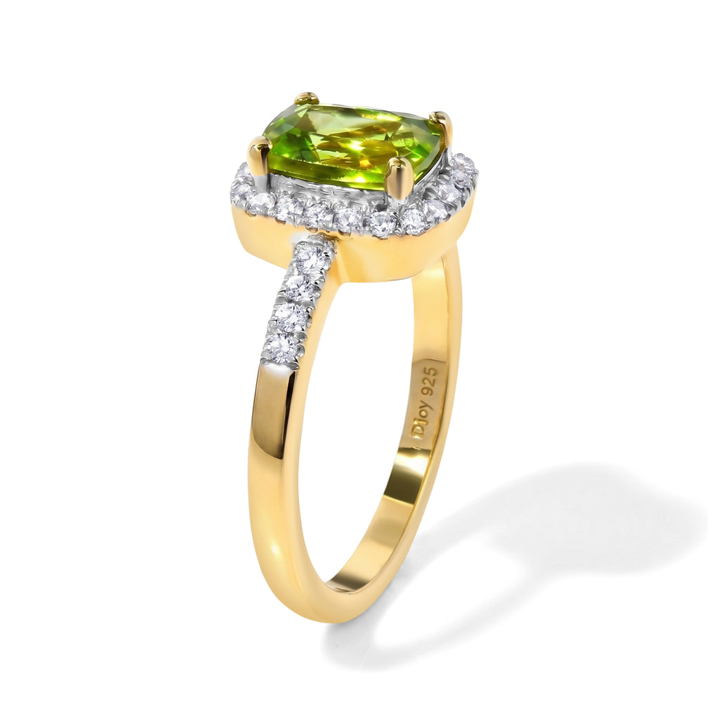 D'Joy - Peridot & White Zircon Ring in Yellow Gold Plated Sterling Silver 1.90 Ct._8662643_3