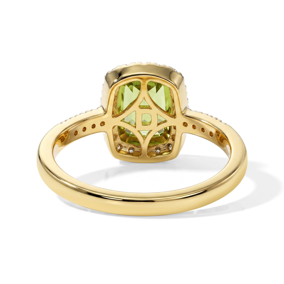D'Joy - Natural Hebei Peridot &amp; White Zircon Halo Ring in Yellow Gold Plated Sterling Silver 2.00 Ct. V32603734 3