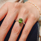 D'Joy Natural Hebei Peridot & White Zircon Ring in Yellow Gold Plated Sterling Silver 1.88 Ct._8662659_4