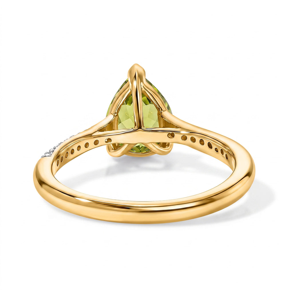 D'Joy - Natural Hebei Peridot & White Zircon Ring in Yellow Gold Plated Sterling Silver 1.88 Ct._8662660_6