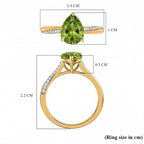 D'Joy - Natural Hebei Peridot & White Zircon Ring in Yellow Gold Plated Sterling Silver 1.88 Ct._8662660_7