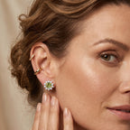 D'Joy - Peridot & White Zircon Solitaire Stud Push Post Earring in Yellow Gold Plated Sterling Silver 1.10 Ct._8662794_2