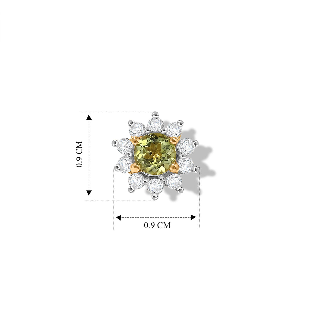 D'Joy - Peridot & White Zircon Solitaire Stud Push Post Earring in Yellow Gold Plated Sterling Silver 1.10 Ct._8662794_4
