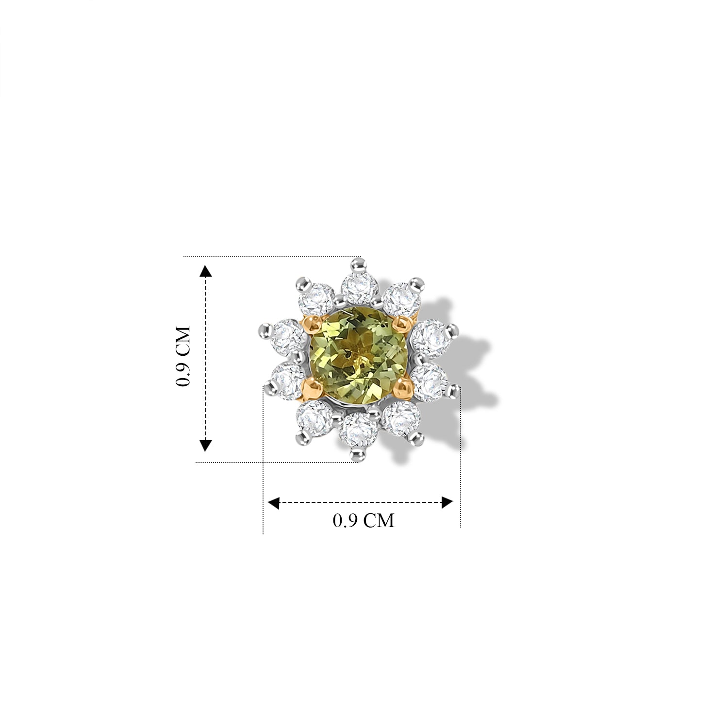 D'Joy - Natural Hebei Peridot &amp; White Zircon Halo Stud Earring with Push Post in Yellow Gold Plated Sterling Silver 1.10 Ct. 8662794 4