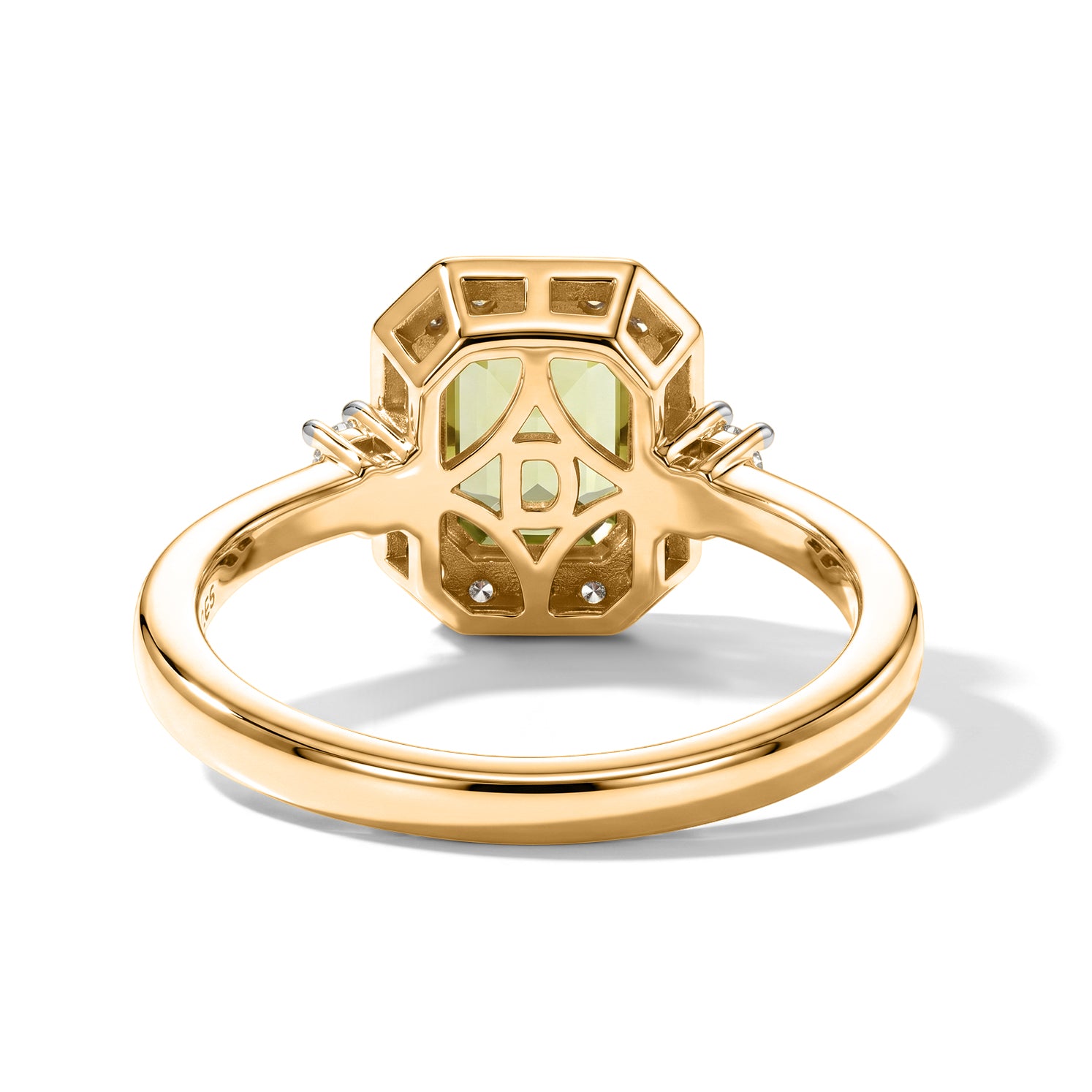 D'Joy - Natural Hebei Peridot &amp; White Zircon Halo Ring in Yellow Gold Plated Sterling Silver 2.10 Ct. V32519217 3