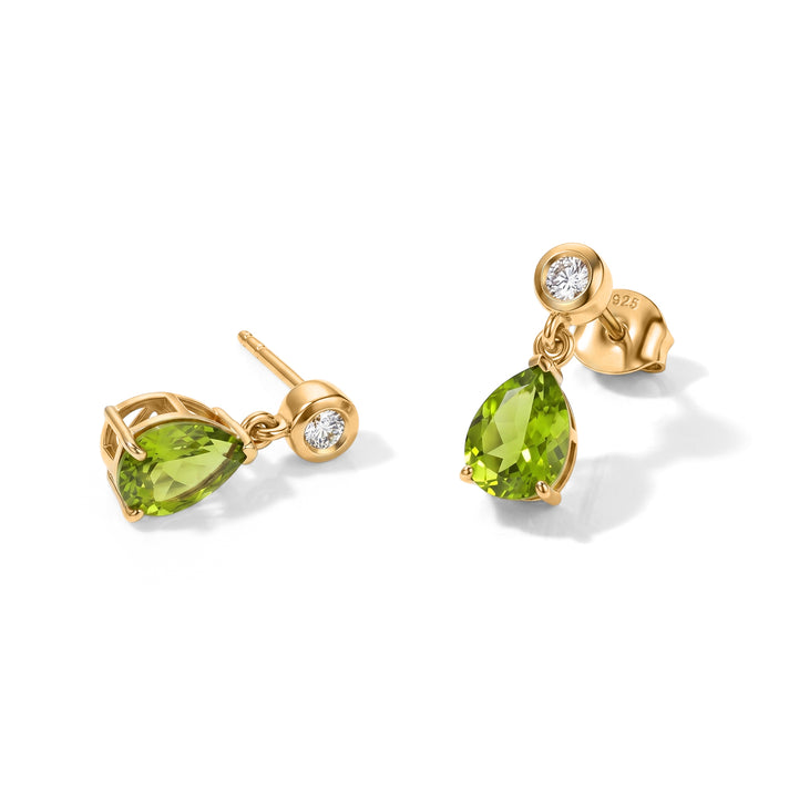 D'Joy - Natural Hebei Peridot &amp; Moissanite Drop Earring with Push Back in Yellow Gold Plated Sterling Silver 2.60 Ct. 8662858 1