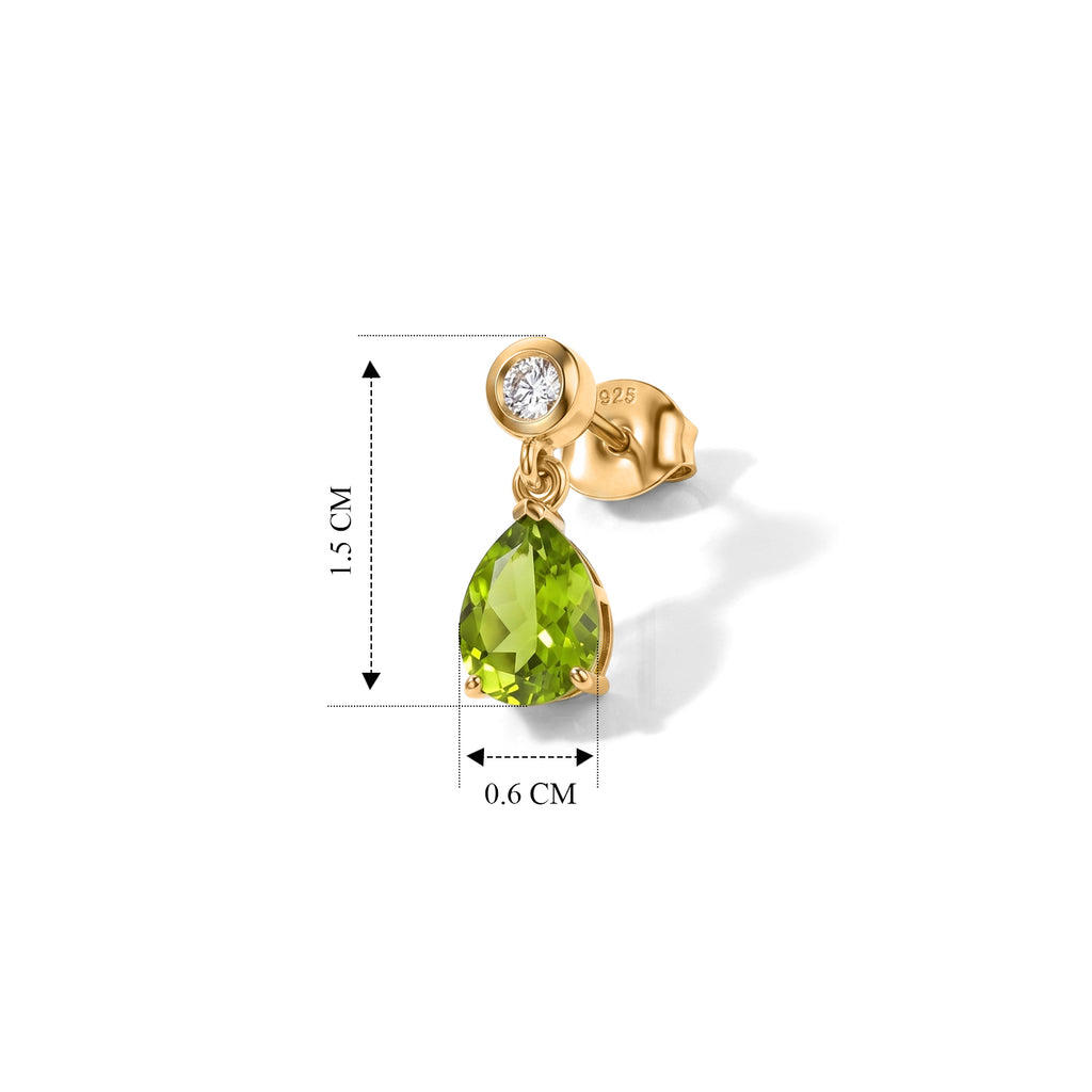 D'Joy - Peridot & Moissanite Dangling Earring with Push Back in Yellow Gold Plated Sterling Silver 2.60 Ct._8662858_3