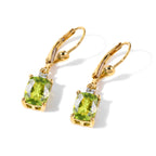 D'Joy - Natural Hebei Peridot & White Zircon Solitaire Lever Back Earring in Yellow Gold Plated Sterling Silver 3.24 Ct._8662884