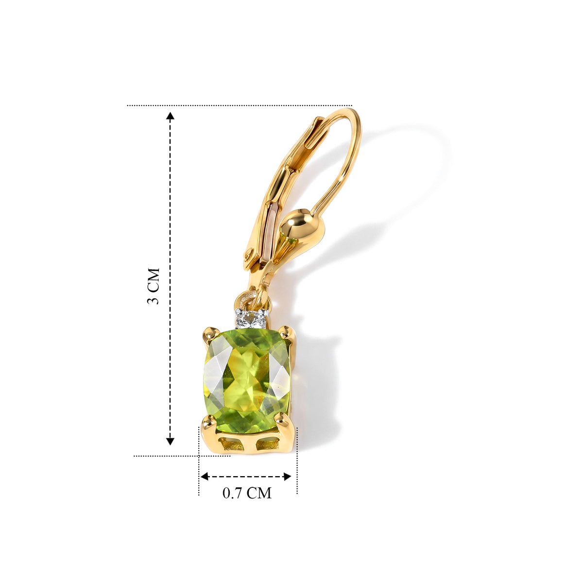 D'Joy - Natural Hebei Peridot &amp; White Zircon Solitaire Lever Back Earring in Yellow Gold Plated Sterling Silver 3.24 Ct. V32513709 5