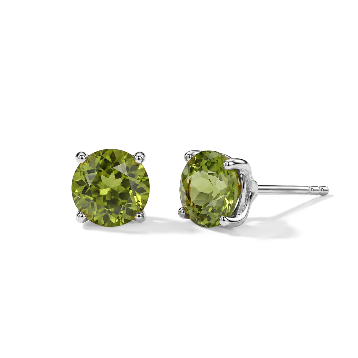 D'Joy - Natural Hebei Peridot Solitaire Stud Push Post Earring in Platinum Overlay Sterling Silver 3.00 Ct. 8662888 0