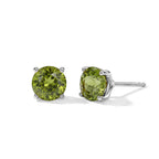 D'Joy - Peridot Solitaire Stud Push Post Earring in Platinum Overlay Sterling Silver 3.00 Ct._8662888