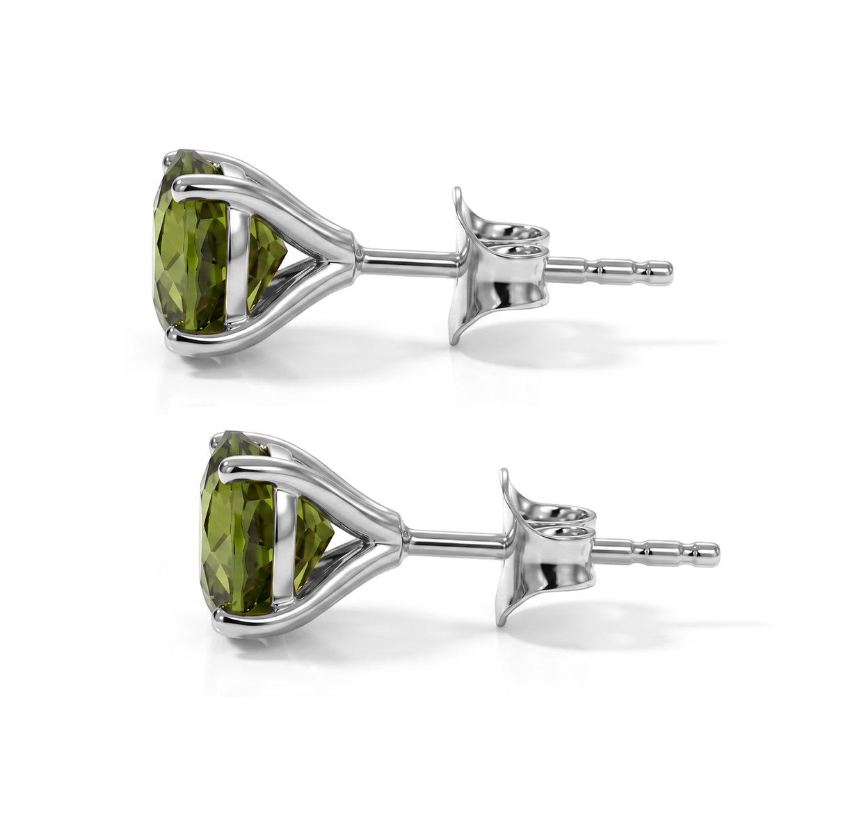 D'Joy - Natural Hebei Peridot Solitaire Stud Push Post Earring in Platinum Overlay Sterling Silver 3.00 Ct. 8662888 2