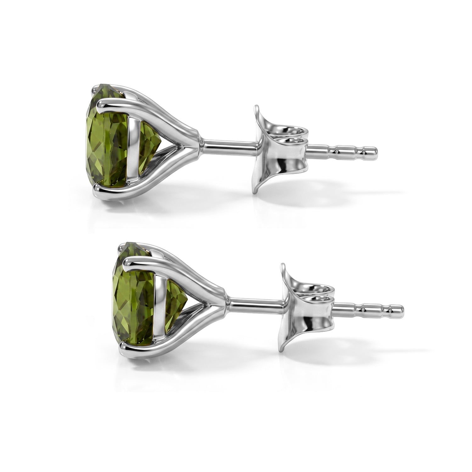 D'Joy - Natural Hebei Peridot Solitaire Stud Push Post Earring in Platinum Overlay Sterling Silver 3.00 Ct. 8662888 2