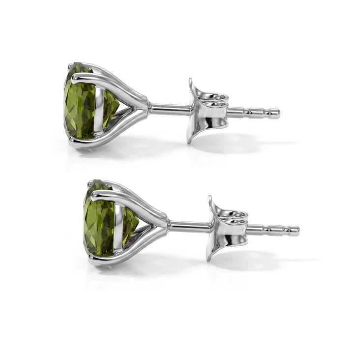 D'Joy - Natural Hebei Peridot Solitaire Stud Push Post Earring in Platinum Overlay Sterling Silver 3.00 Ct. 8662888 2