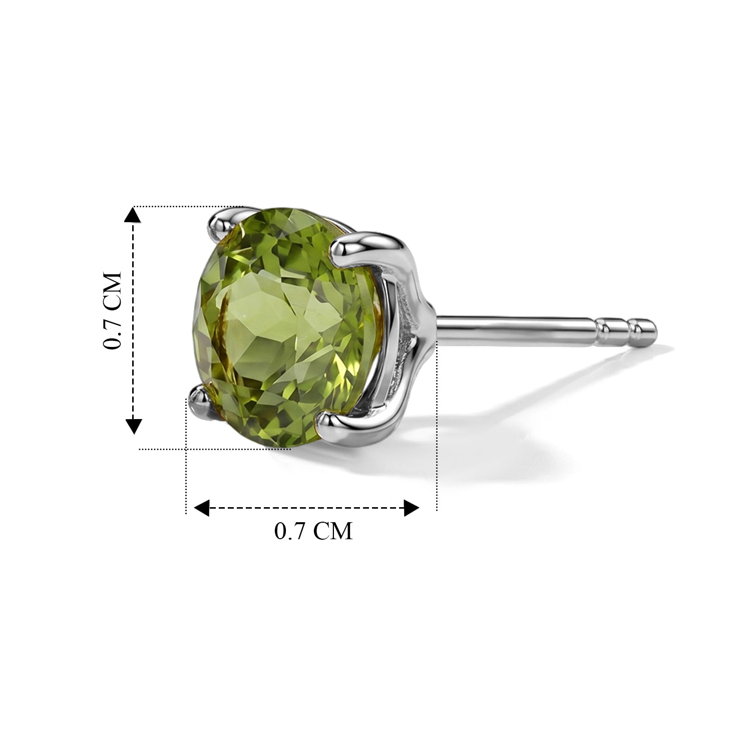 D'Joy - Natural Hebei Peridot Solitaire Stud Push Post Earring in Platinum Overlay Sterling Silver 3.00 Ct. 8662888 3
