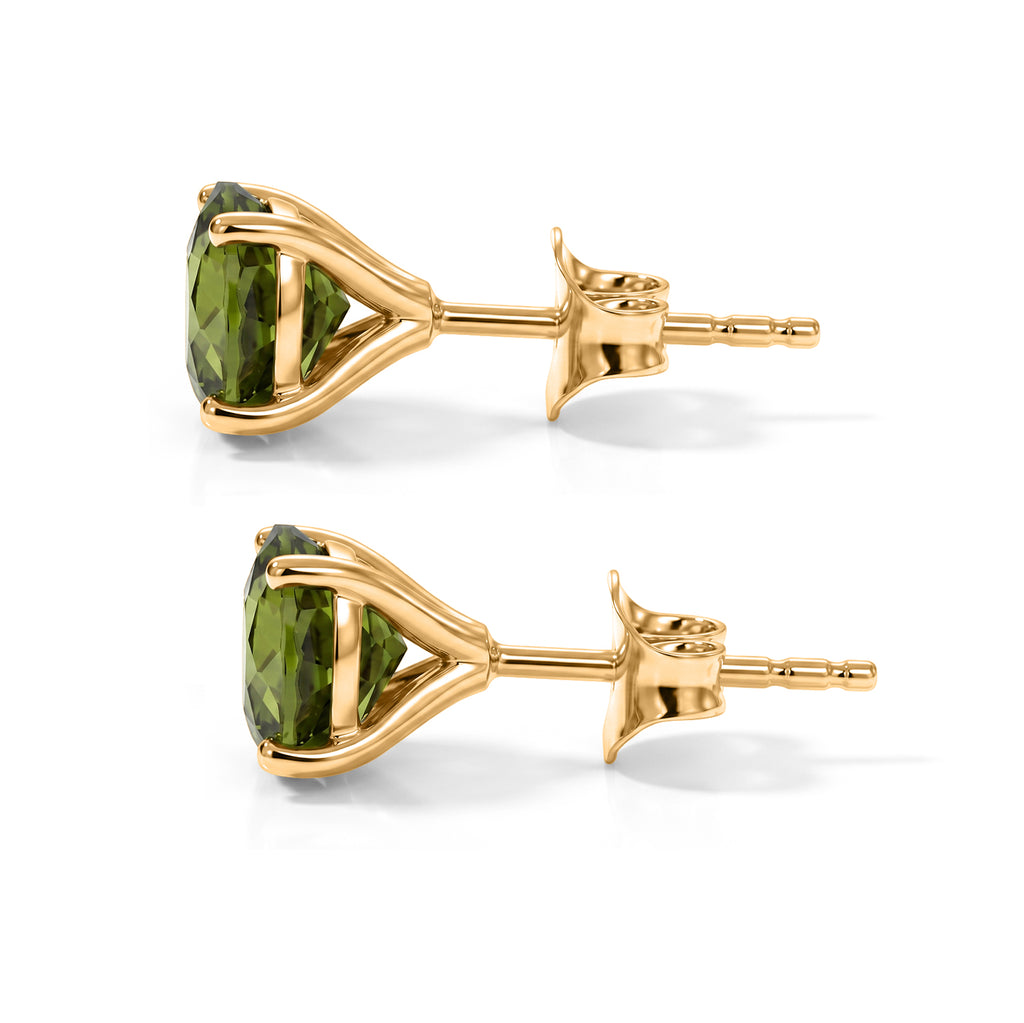 D'Joy - Natural Hebei Peridot Solitaire Stud Push Post Earring in Yellow Gold Plated Sterling Silver 3.00 Ct._8662919_3