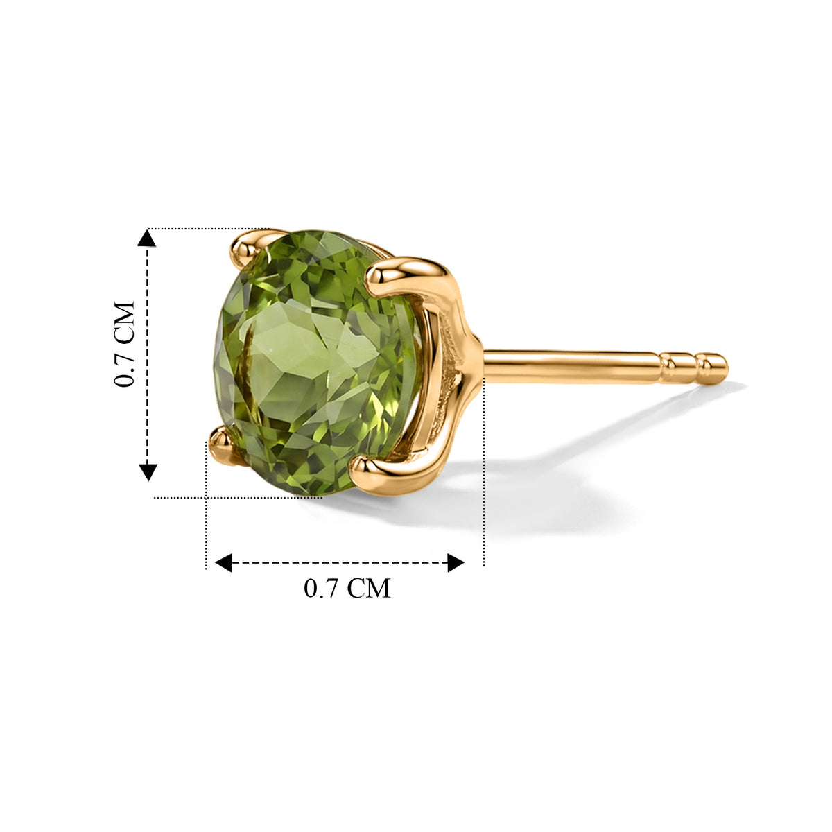 D'Joy - Natural Hebei Peridot Solitaire Stud Push Post Earring in Yellow Gold Plated Sterling Silver 3.00 Ct. V32514354 3
