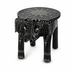 Livmore Hand Painted Cone Work Elephant Figurine Mango Wood Stool (Size - 36.83 x 26.67 x 31.75 cm) - Black_8662931_3
