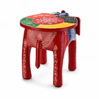 Livmore Hand Painted Cone Work Elephant Figurine Mango Wood Stool (Size - 36.83 x 26.67 x 31.75 cm) - Multi_8662932_4