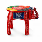 Livmore Hand Painted Cone Work Elephant Figurine Mango Wood Stool (Size - 36.83 x 26.67 x 31.75 cm) - Multi_8662932_5
