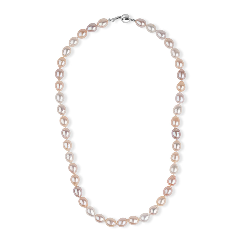 LA Closeout Deals Peach Fresh Water Pearl & White Fresh Water Pearl Necklace (Size - 18) with Sterling Silver Ball Clasp_8662956