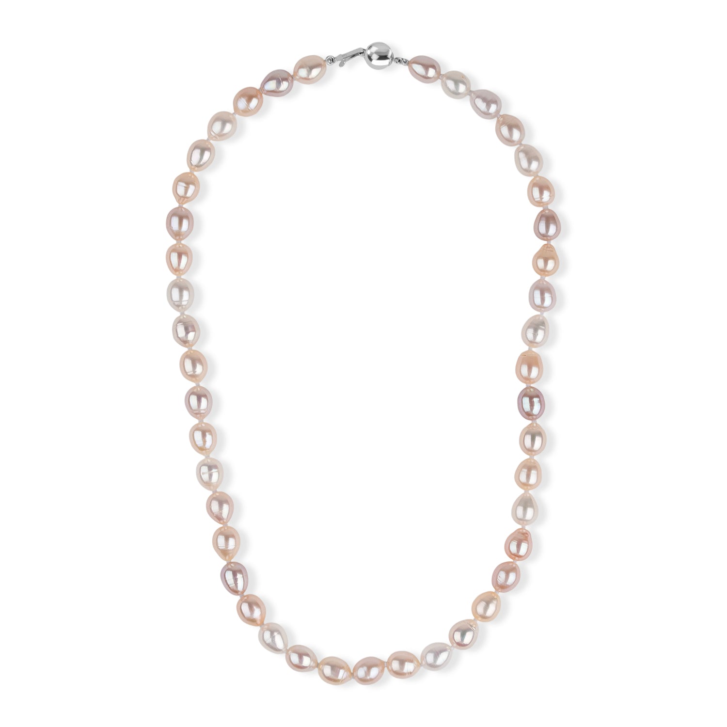LA Closeout Deals Peach Fresh Water Pearl &amp; White Fresh Water Pearl Necklace (Size - 18) with Sterling Silver Ball Clasp V32515584 0