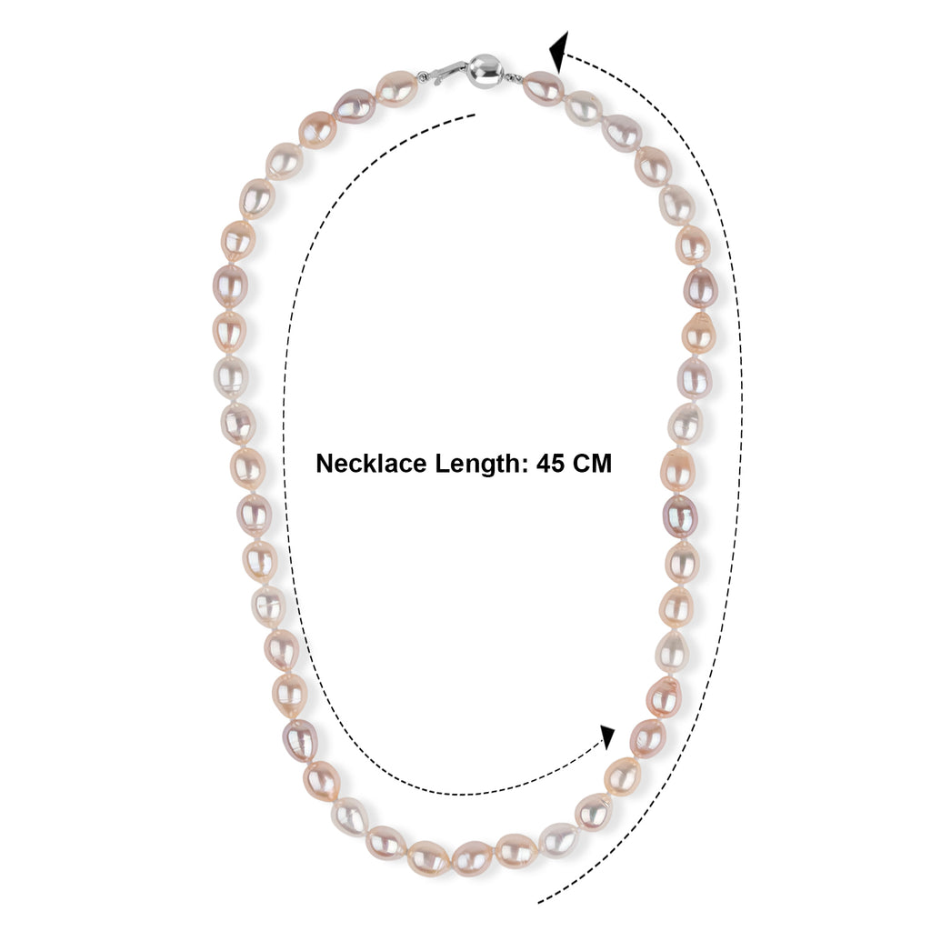 LA Closeout Deals Peach Fresh Water Pearl & White Fresh Water Pearl Necklace (Size - 18) with Sterling Silver Ball Clasp_8662956_5