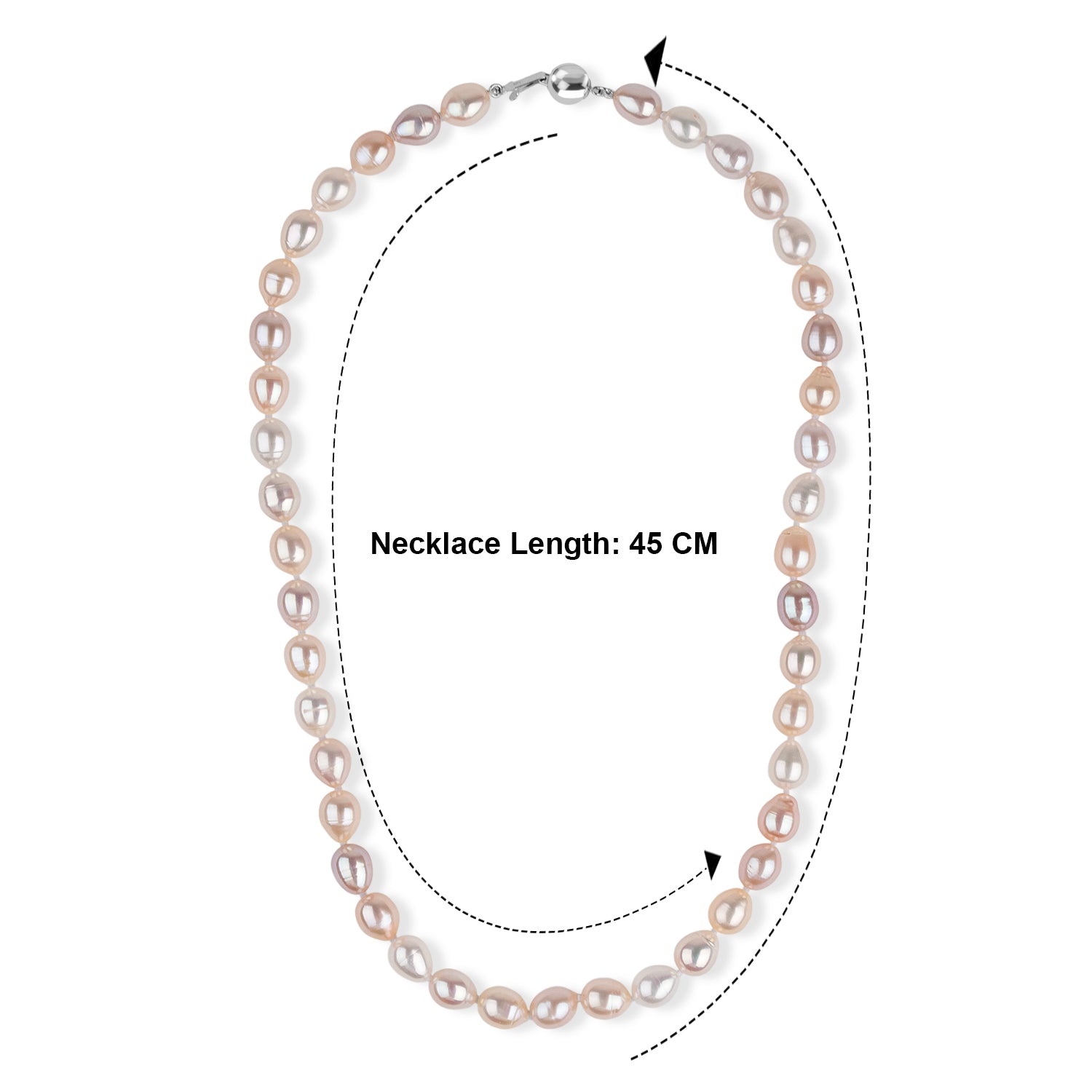 LA Closeout Deals Peach Fresh Water Pearl &amp; White Fresh Water Pearl Necklace (Size - 18) with Sterling Silver Ball Clasp V32515584 3