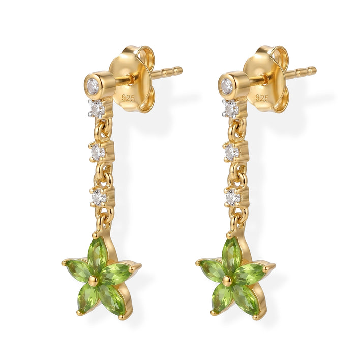 D'Joy - Natural Hebei Peridot &amp; White Zircon Dangling Star Earring with Push Back in Yellow Gold Plated Sterling Silver 1.17 Ct. 8662964 2