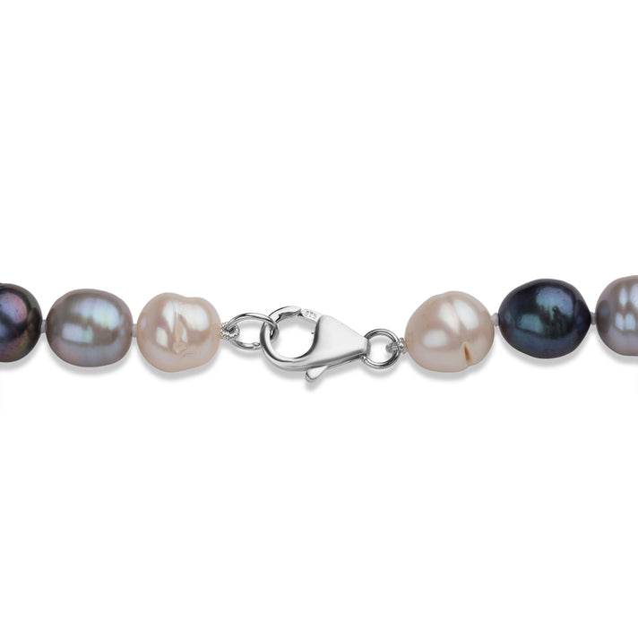 Peacock,Silver &amp; White Freshwater Pearl Necklace (Size - 18) with Sterling Silver Lobster Clasp 185.00 Ct. 8662967 1