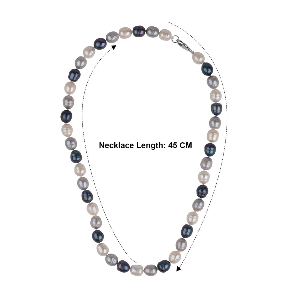LA Closeout Deals  Peacock,Silver & White Fresh Water Pearl Necklace (Size - 18) with Sterling Silver Lobster Clasp 185.00 Ct._8662967_5