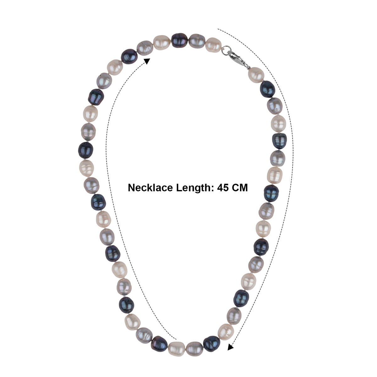 Peacock,Silver &amp; White Freshwater Pearl Necklace (Size - 18) with Sterling Silver Lobster Clasp 185.00 Ct. V32568845 1