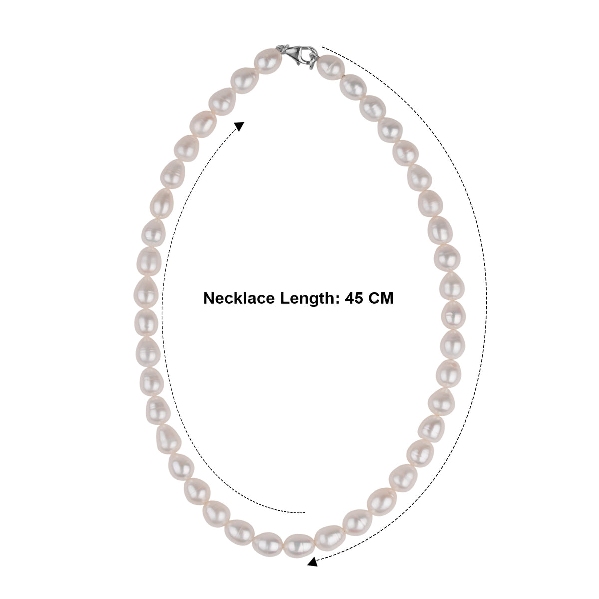 Freshwater Pearl Beaded Necklace with Spring Ring Clasp in Sterling Silver V32564714 3
