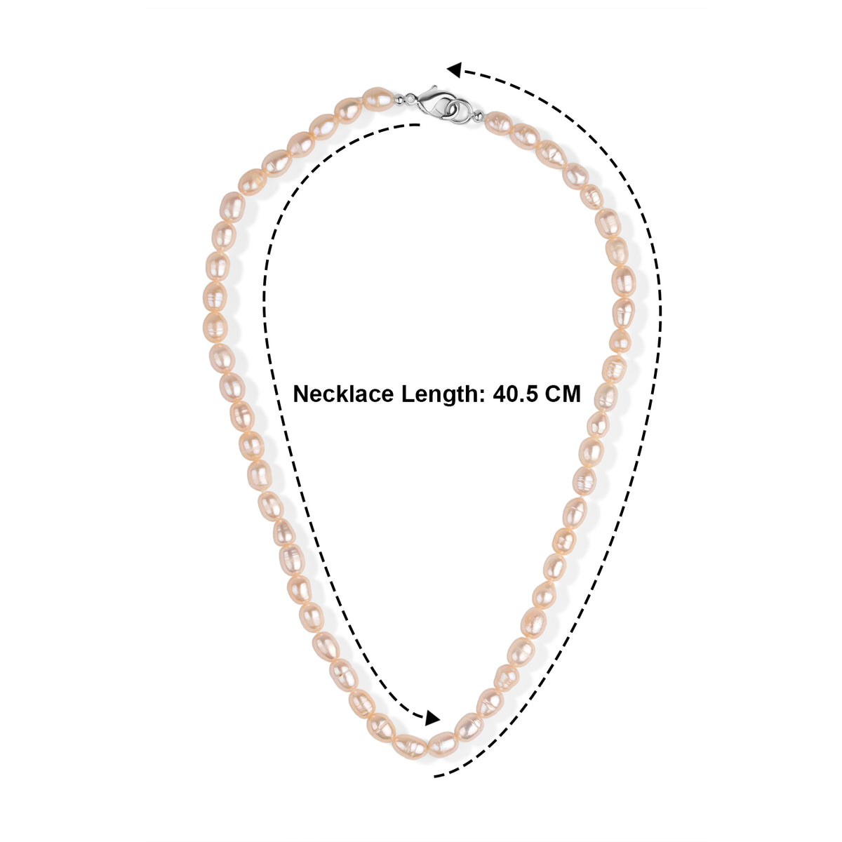 Peach Freshwater Pearl Necklace (Size - 16) With Lobster Clasp 75.00 Ct. V32514282 3