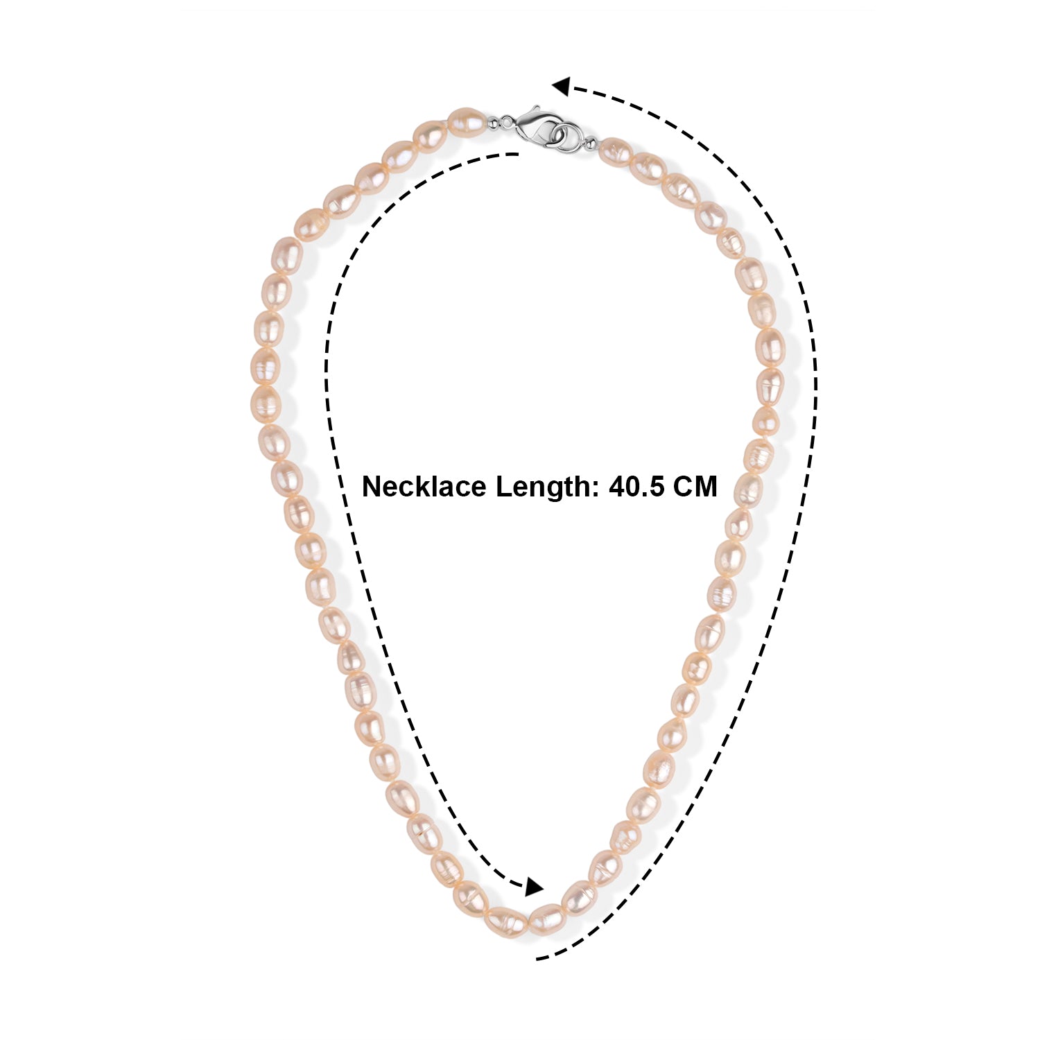 Peach Freshwater Pearl Necklace (Size - 16) With Lobster Clasp 75.00 Ct. V32514282 3