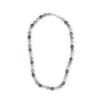 LA Closeout Deals Peacock Pearl,Silver & White Fresh Water Pearl Necklace (Size - 18) with Sterling Silver Ball Clasp_8663010