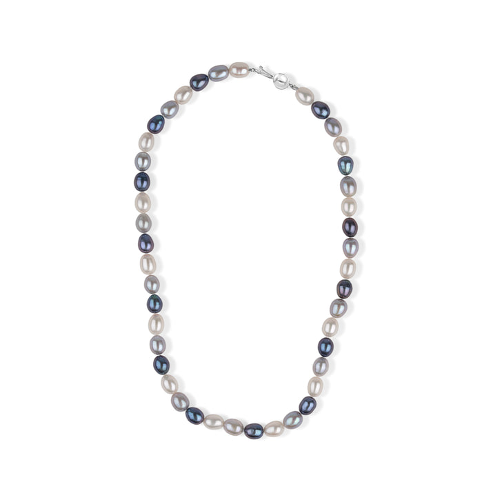 Peacock Pearl, Silver &amp; White Fresh Water Pearl Necklace (Size - 18) with Sterling Silver Ball Clasp 8663010 1
