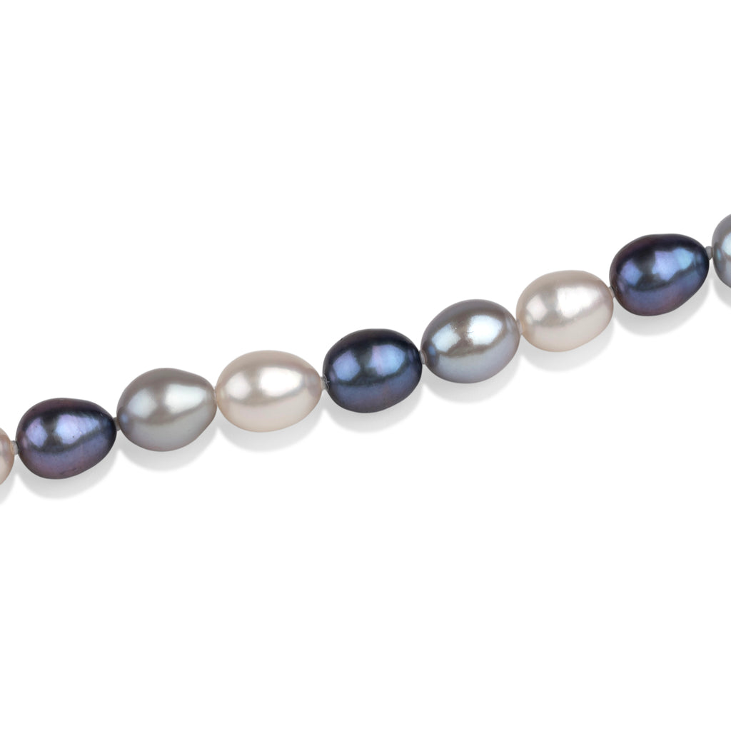 LA Closeout Deals Peacock Pearl,Silver & White Fresh Water Pearl Necklace (Size - 18) with Sterling Silver Ball Clasp_8663010_3
