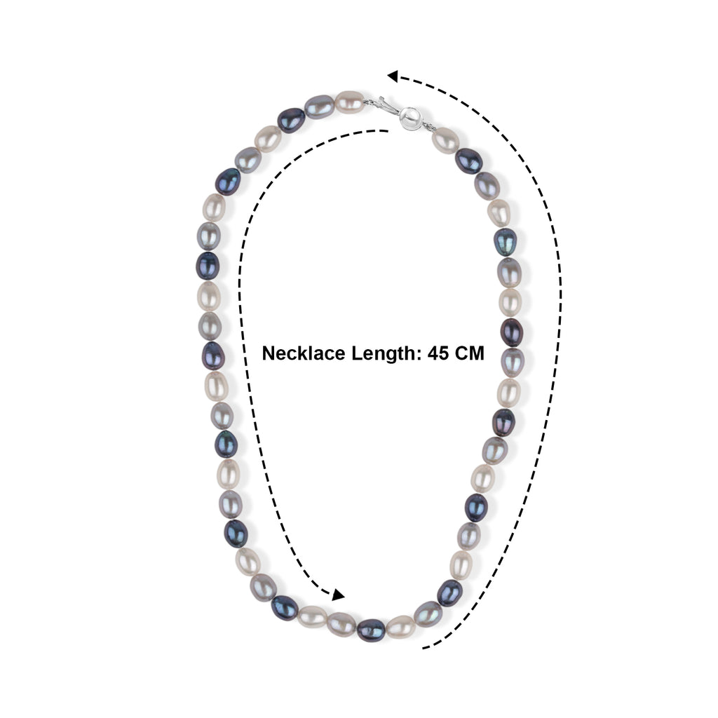 LA Closeout Deals Peacock Pearl,Silver & White Fresh Water Pearl Necklace (Size - 18) with Sterling Silver Ball Clasp_8663010_5