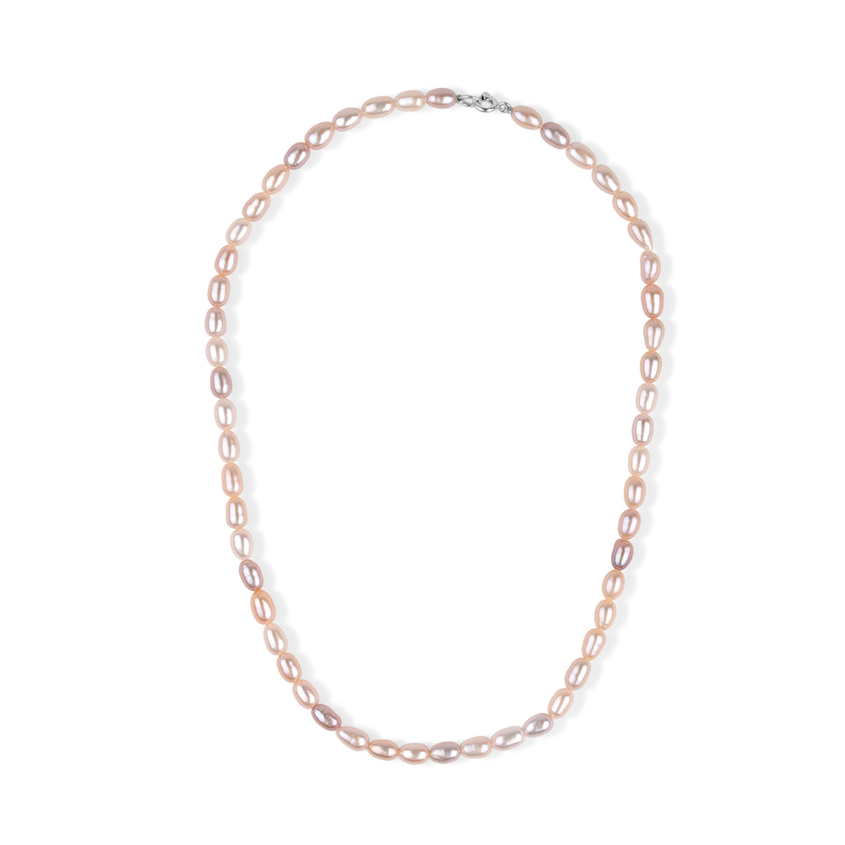 Multicoloured Freshwater Pearl Beaded Necklace with Spring Ring Clasp in Sterling Silver V32514279 0