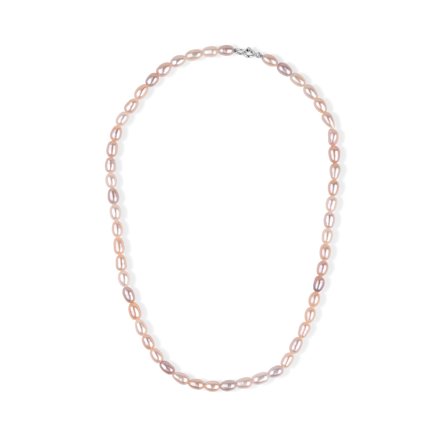 Multicoloured Freshwater Pearl Beaded Necklace with Spring Ring Clasp in Sterling Silver V32514279 0