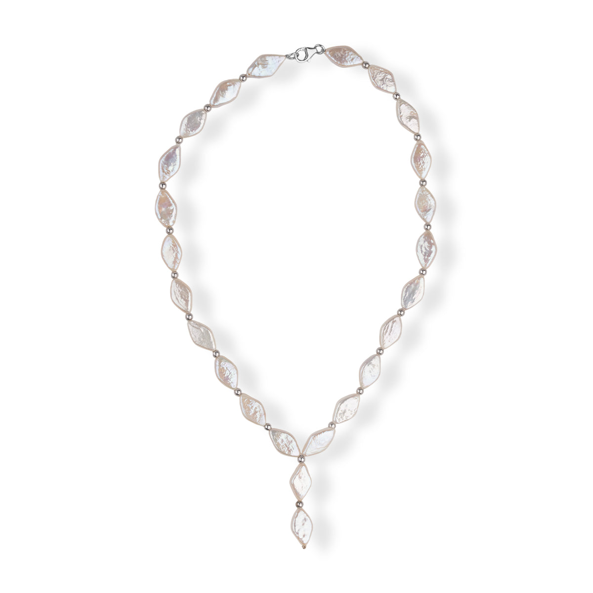 LA Closeout Deals White Fresh Water Pearl Necklace (Size - 16) With Sterling Silver Lobster Clasp. V32516054 0