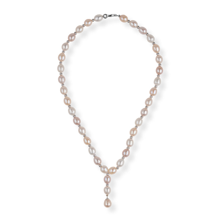 LA Closeout Deals Peach &amp; White Fresh Water Pearl Necklace (Size - 16) With Sterling Silver Lobster Clasp 8663023 1
