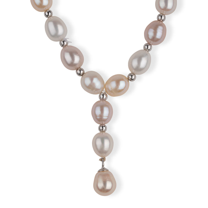 LA Closeout Deals Peach &amp; White Fresh Water Pearl Necklace (Size - 16) With Sterling Silver Lobster Clasp 8663023 2