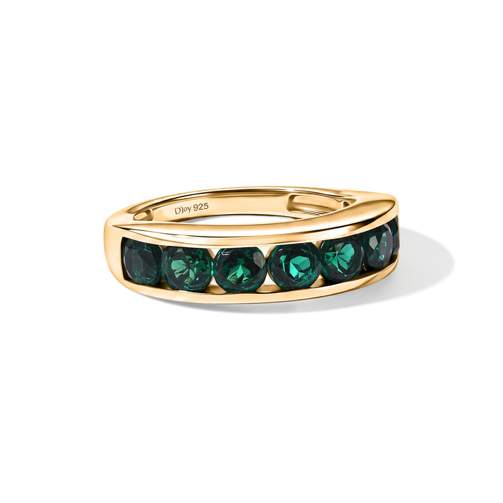 D'Joy - Lab Grown Emerald Band Ring in 18K Vermeil Yellow Gold Plated Sterling Silver 2.02 Ct. 8663029 1
