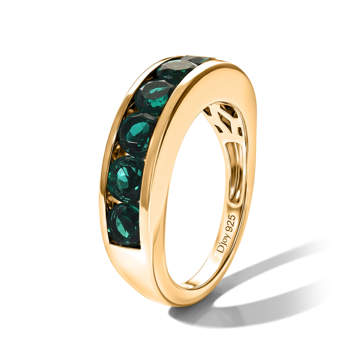 D'Joy - Lab Grown Emerald Band Ring in 18K Vermeil Yellow Gold Plated Sterling Silver 2.02 Ct. 8663029 4