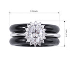 D'Joy - Black Jade & Moissanite Floral Design Band Ring in Rhodium Overlay Sterling Silver 17.00 Ct._8663083_5