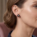 D'Joy - Moissanite & Dyed Black Jade Stud Earring with Push Back in Rhodium Overlay Sterling Silver 13.30 Ct._8663102_1