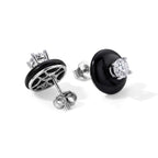 D'Joy - Moissanite & Dyed Black Jade Stud Earring with Push Back in Rhodium Overlay Sterling Silver 13.30 Ct._8663102_3